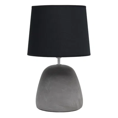 Hivvago 17" Gray Concrete Round Table Lamp With Black Drum Shade