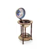Hivvago 17 Inch Italian Style Design Wooden Globe Liquor Bottle Wine Rack With Wheels In Brown