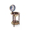 Hivvago 17 Inch Italian Style Design Wooden Globe Liquor Bottle Wine Rack With Wheels