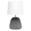 Hivvago 17" White Concrete Round Table Lamp With White Drum Shade In White