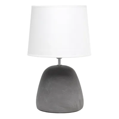 Hivvago 17" White Concrete Round Table Lamp With White Drum Shade