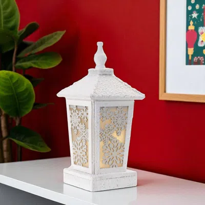 Hivvago 17" White Wood Tabletop Sculpture With Led