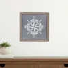 Hivvago 17" X 17" Gray Compass Galvanized Metal And Wood Square Framed Art In Brown
