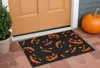 Hivvago 17" X 29" Black And Orange Coir Jackolantern Outdoor Halloween Door Mat In Green