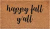 Hivvago 17" X 29" Brown And Natural Fall Happy Fall Y'all Outdoor Coir Door Mat In Brown
