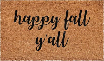 Hivvago 17" X 29" Brown And Natural Fall Happy Fall Y'all Outdoor Coir Door Mat