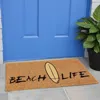 Hivvago 17" X 29" Natural And Black Coir Beach Life Outdoor Door Mat In Brown