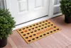 Hivvago 17" X 29" Natural And Black Coir Heart Welcome Outdoor Valentine's Day Door Mat In Brown