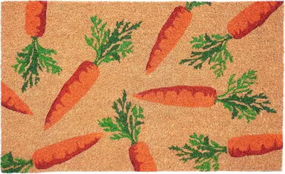 Hivvago 17" X 29" Natural And Orange Easter Carrots Coir Outdoor Door Mat In Multi