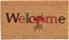 Hivvago 17" X 29" Natural And Orange Fall Leaves Welcome Coir Outdoor Door Mat In Brown