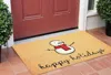 Hivvago 17" X 29" Natural And White Coir Snowman Outdoor Christmas Door Mat In Yellow