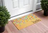 Hivvago 17" X 29" Natural Blue And Yellow Coir Heart Outdoor Valentine's Day Door Mat In Yellow