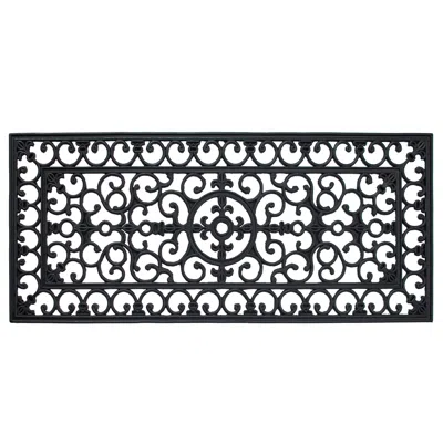 Hivvago 17" X 41" Black Scrollwork Outdoor Rubber Door Mat In Gray