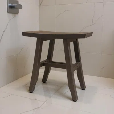 Hivvago 18" Antiqued Gray Teak Rectangular Shower Bench In Brown