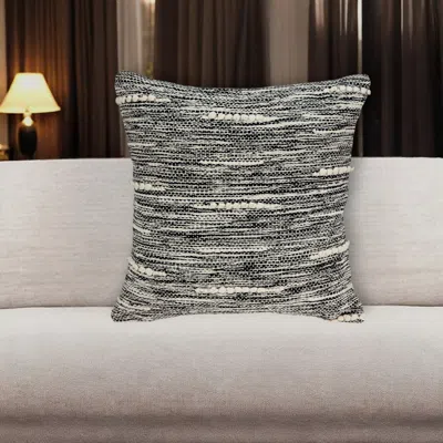 Hivvago 18" Beige And Black Striped Cotton Throw Pillow In Gray