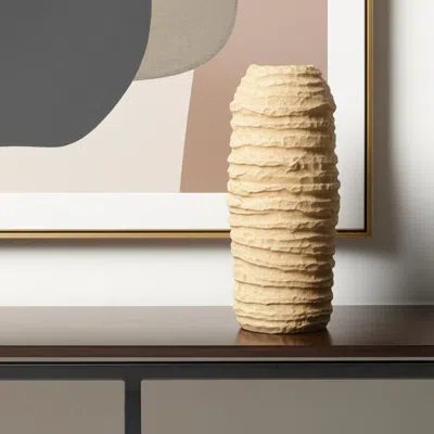Hivvago 18" Beige Paper Mache Table Vase In Nude