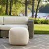 Hivvago 18" Beige Polyester Cube Outdoor Pouf Ottoman