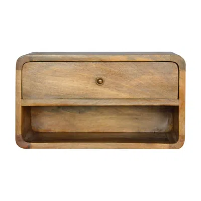 Hivvago 18" Beige Solid Wood One Drawer Floating Nightstand In Brown