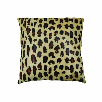 Hivvago 18" Black And Orange Cowhide Throw Pillow In Green