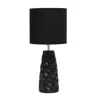 Hivvago 18" Black And Silver Ceramic Geometric Table Lamp With Black Drum Shade In Black