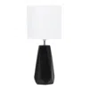 Hivvago 18" Black And Silver Ceramic Geometric Table Lamp With White Drum Shade In Black