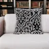 Hivvago 18" Gray And Silver Damask Velvet Throw Pillow With Beads In Black