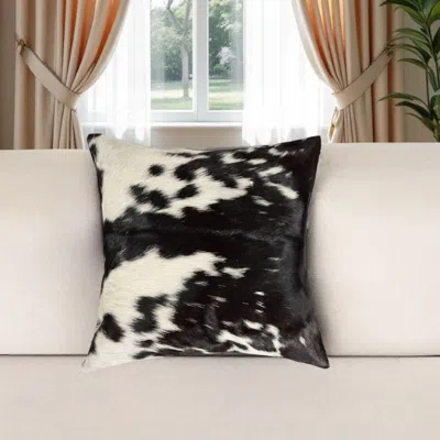 Hivvago 18" Black And White Cowhide Throw Pillow