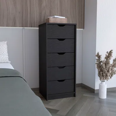 Hivvago 18" Black Charcoal Manufactured Wood Five Drawer Tall And Narrow Dresser