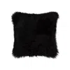 Hivvago 18" Black Sheepskin Throw Pillow In Black