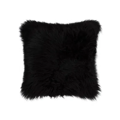 Hivvago 18" Black Sheepskin Throw Pillow