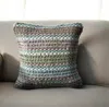Hivvago 18" Blue And Green Cotton Striped Throw Pillow In Multi