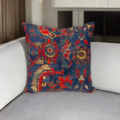 Hivvago 18" Blue And Red Cotton Throw Pillow In Multi