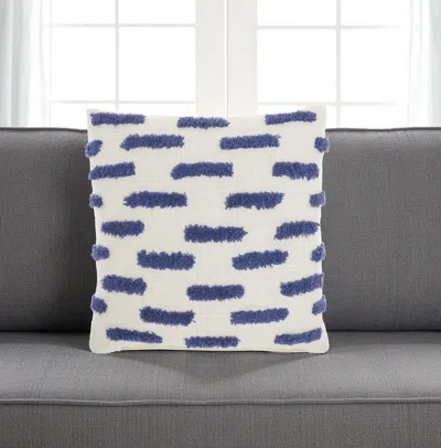 Hivvago 18" Blue And White Geometric Cotton Throw Pillow