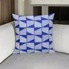 Hivvago 18" Blue And White Geometric Cotton Throw Pillow With Embroidery In Multi