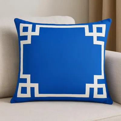 Hivvago 18" Blue And White Geometric Fabric Throw Pillow