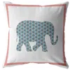 Hivvago 18" Blue Pink Elephant Zippered Suede Throw Pillow In Multi