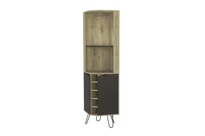 Hivvago 18" Brown And Black And Brown Corner Bar Cabinet With Eleven Shelves