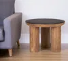 Hivvago 18" Brown And Black Reclaimed Wood Distressed Round End Table In Brown
