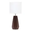 Hivvago 18" Brown And Silver Ceramic Geometric Table Lamp With White Drum Shade In Brown