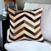 Hivvago 18" Brown Black And White Chevron Cowhide Throw Pillow In Multi