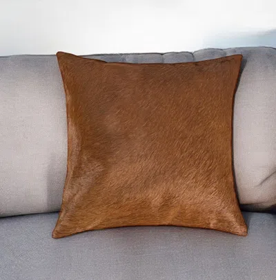Hivvago 18" Brown Cowhide Throw Pillow