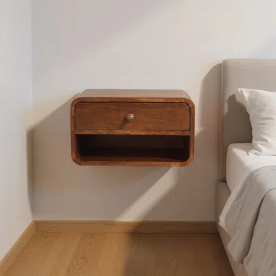 Hivvago 18" Brown Solid Wood One Drawer Floating Nightstand