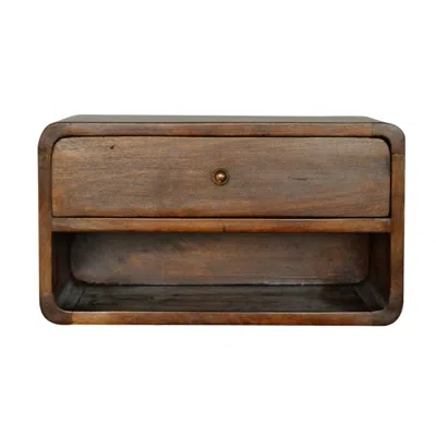 Hivvago 18" Brown Solid Wood One Drawer Floating Nightstand