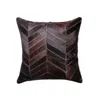 Hivvago Set Of Two 18" Chocolate Chevron Cowhide Throw Pillows