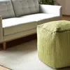 Hivvago 18" Citron And Natural Cotton And Jute Cube Pouf Ottoman In Green