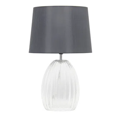 Hivvago 18" Clear Glass Novelty Table Lamp With Gray Drum Shade