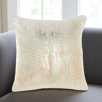 Hivvago 18" Cream Velvet Throw Pillow In Neutral