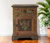 Hivvago 18" Dark Brown Solid Wood Frame Accent Cabinet With Two Drawers In Multi