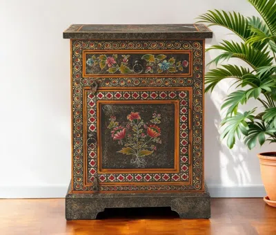 Hivvago 18" Dark Brown Solid Wood Frame Accent Cabinet With Two Drawers In Multi