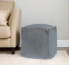 Hivvago 18" Dark Gray And Natural Cotton And Jute Cube Pouf Ottoman In Gray